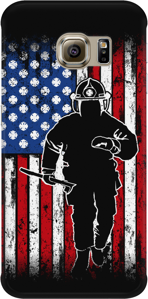 Galaxy S6 Edge Firefighter Flag Phone Case - American Flag Firefighter Shirt (1024x1024), Png Download