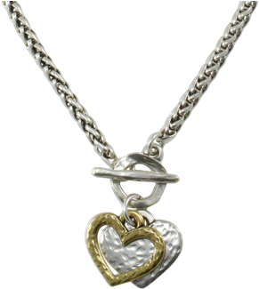 Mottled And Open Heart Rope Chain Necklace, Two Tone - T Name In Locket (365x360), Png Download