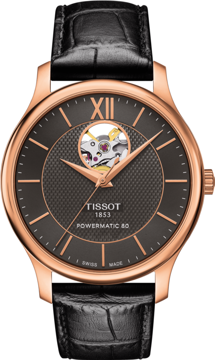 Tissot Tradition Powermatic 80 Open Heart - Thin Open Heart Watch (555x840), Png Download