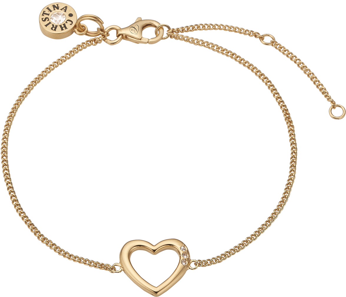 Open Heart, Gold Plated Bracelet With 4 Topazes - Christina Smykker (1370x1080), Png Download