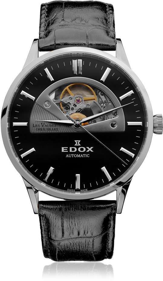 Edox Les Vauberts Automatic Open Heart (960x960), Png Download