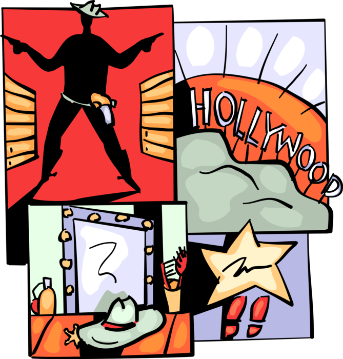 Vector Illustration Of Actor In Hollywood Western Cowboy - Cartoon (669x700), Png Download