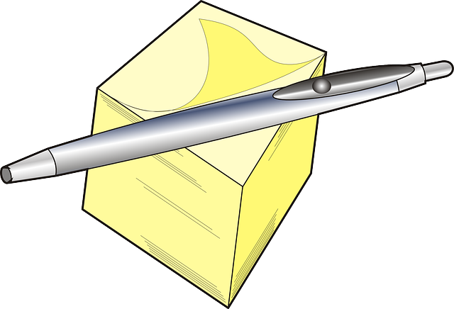Paper, Pen, Office, Notes, Pad, Supplies, Sticky, Note - Cartoon Pen And Pad (640x436), Png Download