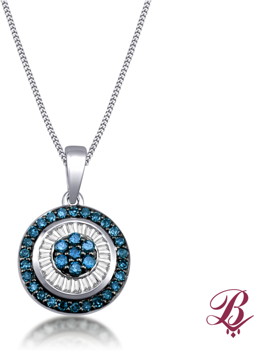 Enhanced Blue And White Diamond Pendant - Gold (740x740), Png Download