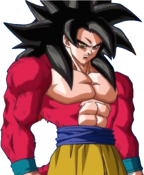 Goku Super Saiyan 4 - Goku Con El Pelo Negro (1024x576), Png Download