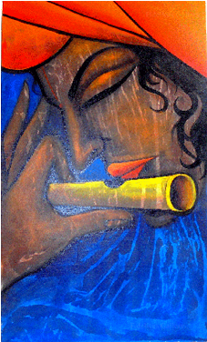 Krishna-01 - Modern Art (500x375), Png Download