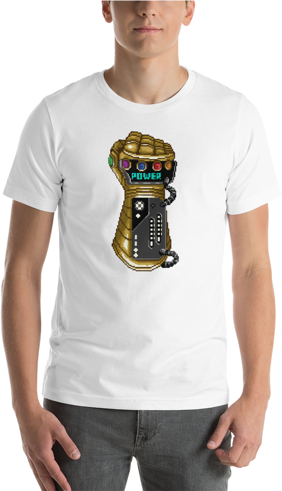 Power Glove/infinity Gauntlet Mash Up Unisex T Shirt - T-shirt (1000x1000), Png Download