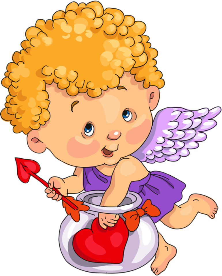 Cupid Clipart Cute Anime - Corazones Con Cupido Animado (800x1025), Png Download