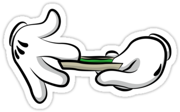 "blunt Hands" Stickers By Flothwest - Mickey Mouse Hands Rolling Joint (375x360), Png Download