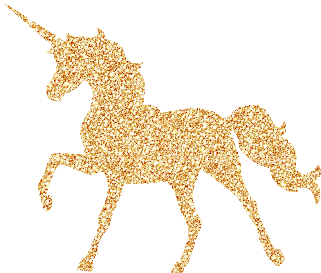 Unicorn Unicorns Glitter Glittery Fantasy Gold Golden - Sparkly Unicorn (1167x1024), Png Download