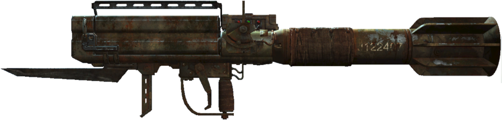 Fo4 Quad Missile Launcher - Rocket Launcher With Bayonet (1625x706), Png Download