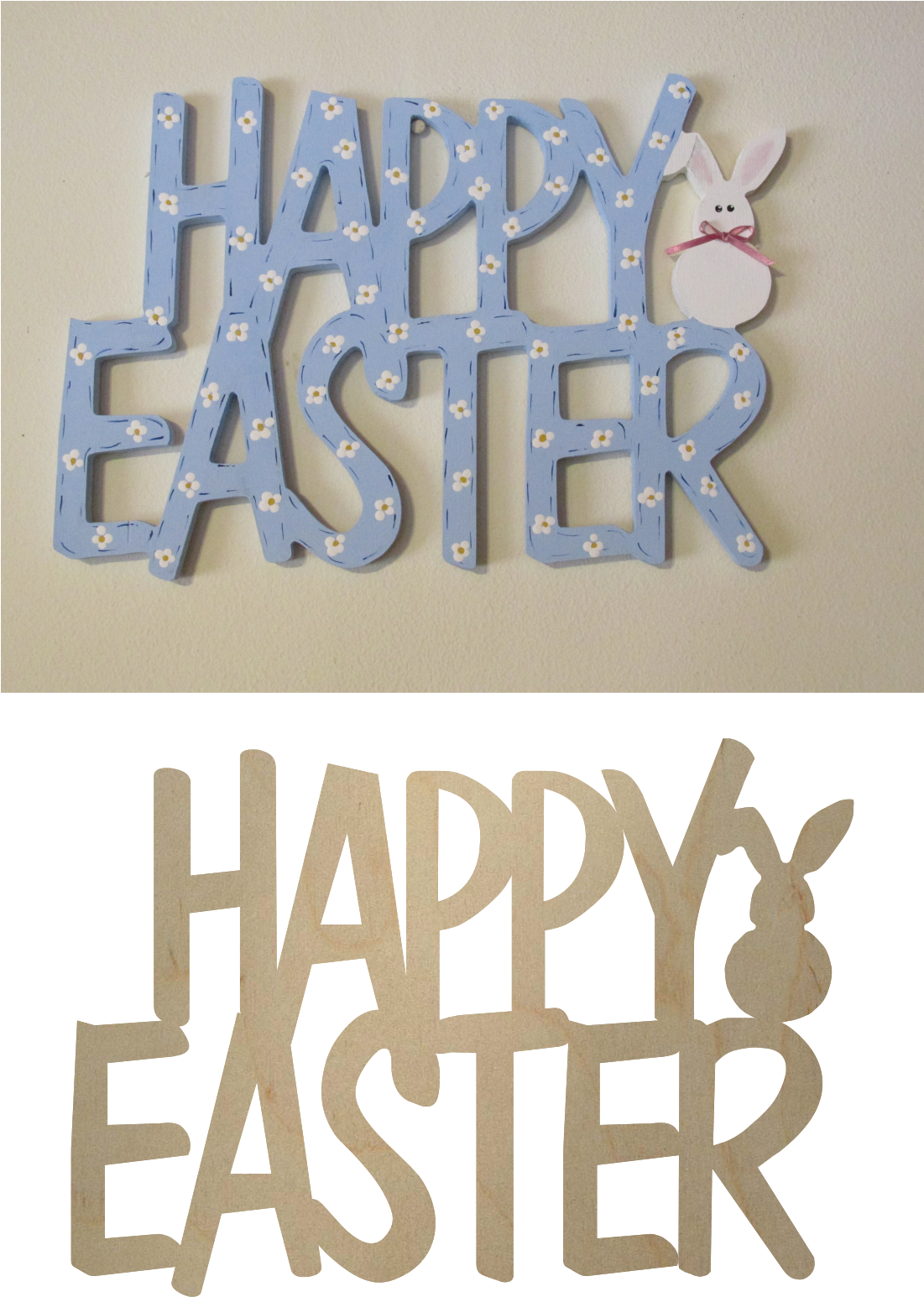 Wooden Happy Easter Sign Happy Easter W Bunny Sign - Calligraphy (1124x1690), Png Download
