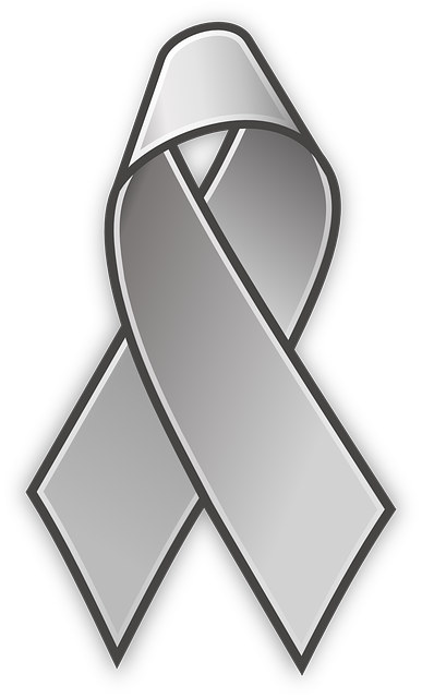 Breast Cancer Ribbon Tattoos - Grey Breast Cancer Ribbon (387x640), Png Download
