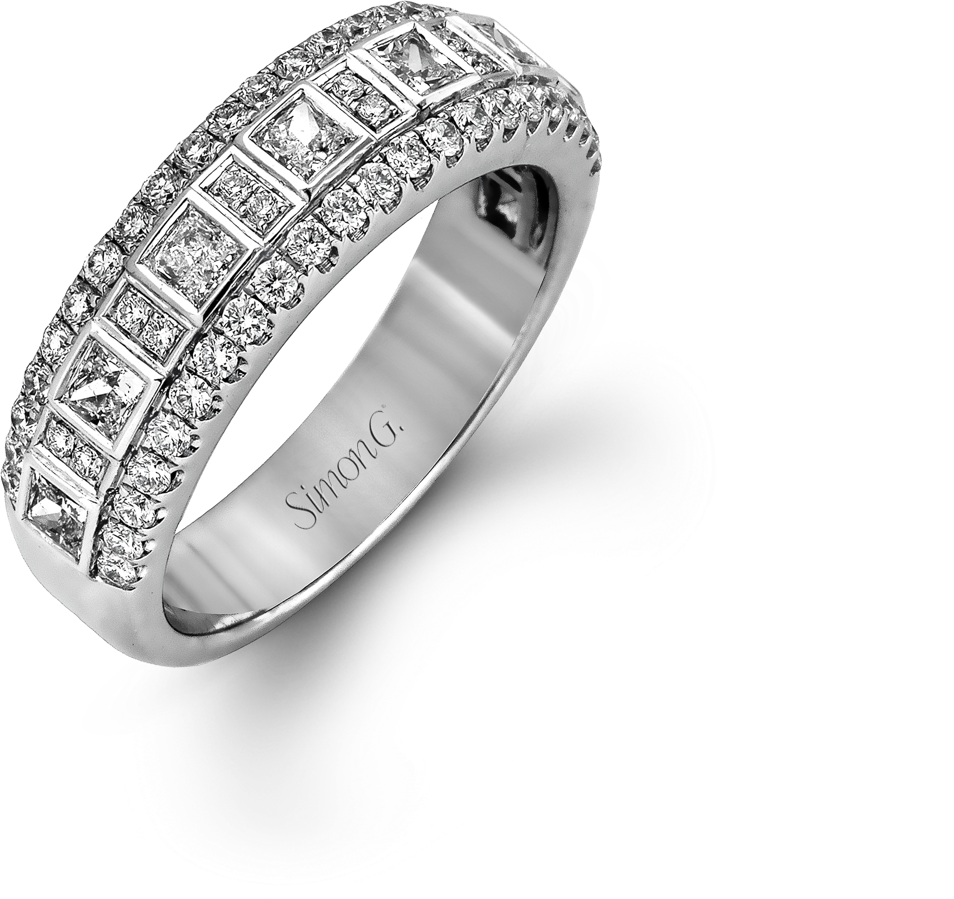 50th Wedding Anniversary Diamond Rings Plus Anniversary - Simon G. 18k White Gold Anniversary Wedding Band (2394x2742), Png Download
