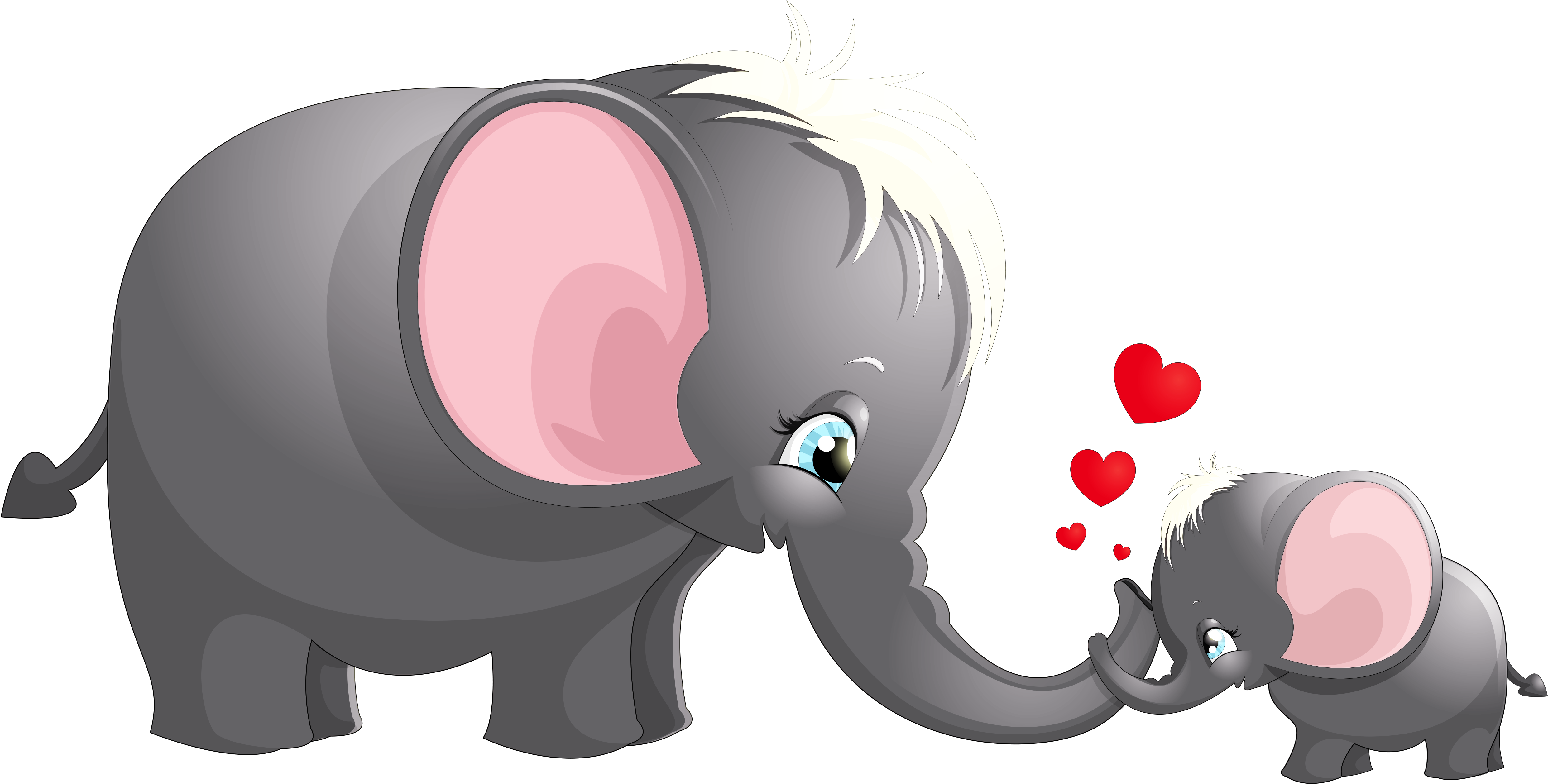 Kid Cartoon Png - Mom And Baby Elephant Clipart (5088x2736), Png Download