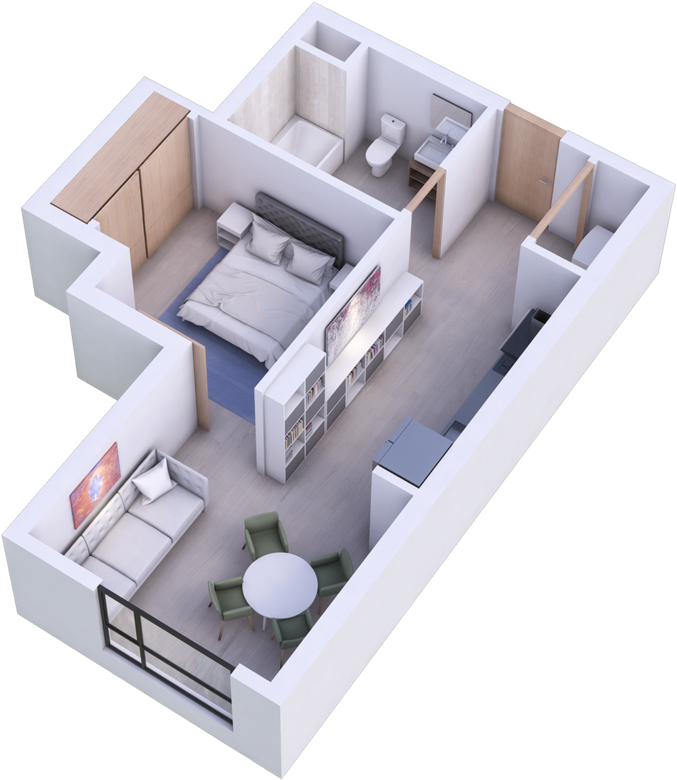 Hannah 1 Bed - Portable Network Graphics (1000x800), Png Download