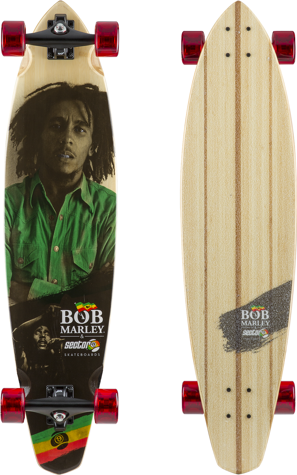Bob Marley Skateboard Exodus - Sector 9 Longboard Bob Marley (1800x1800), Png Download