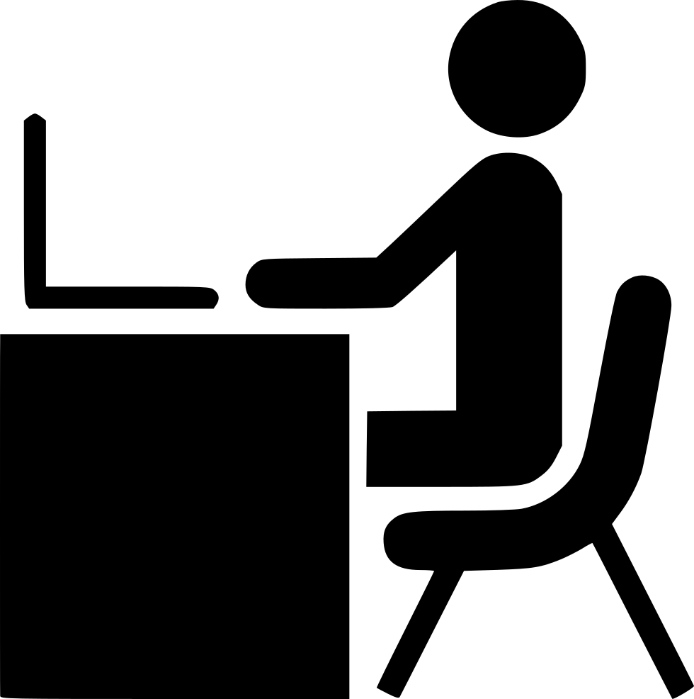 Man Desk Working Laptop Computer Office Work Person - Person At Desk Icon (980x986), Png Download