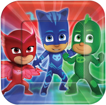 Pj Masks Large Party Plates - Pj Mask Paper Plates (400x371), Png Download