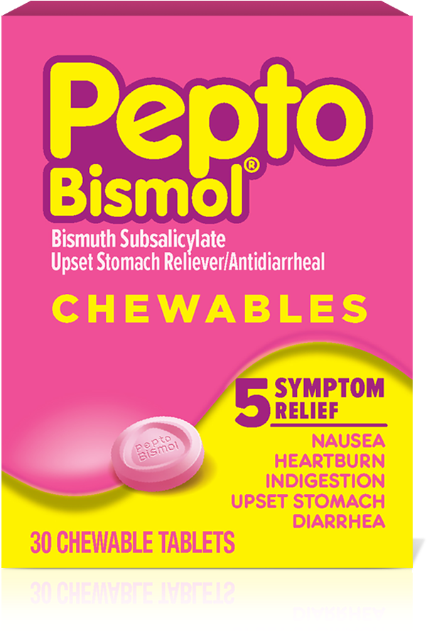 12ctoriginaltablets - Pepto Bismol Chewable (1210x1083), Png Download