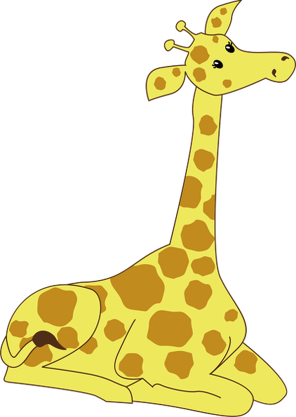 Giraffe Sitting Down Clipart (422x594), Png Download