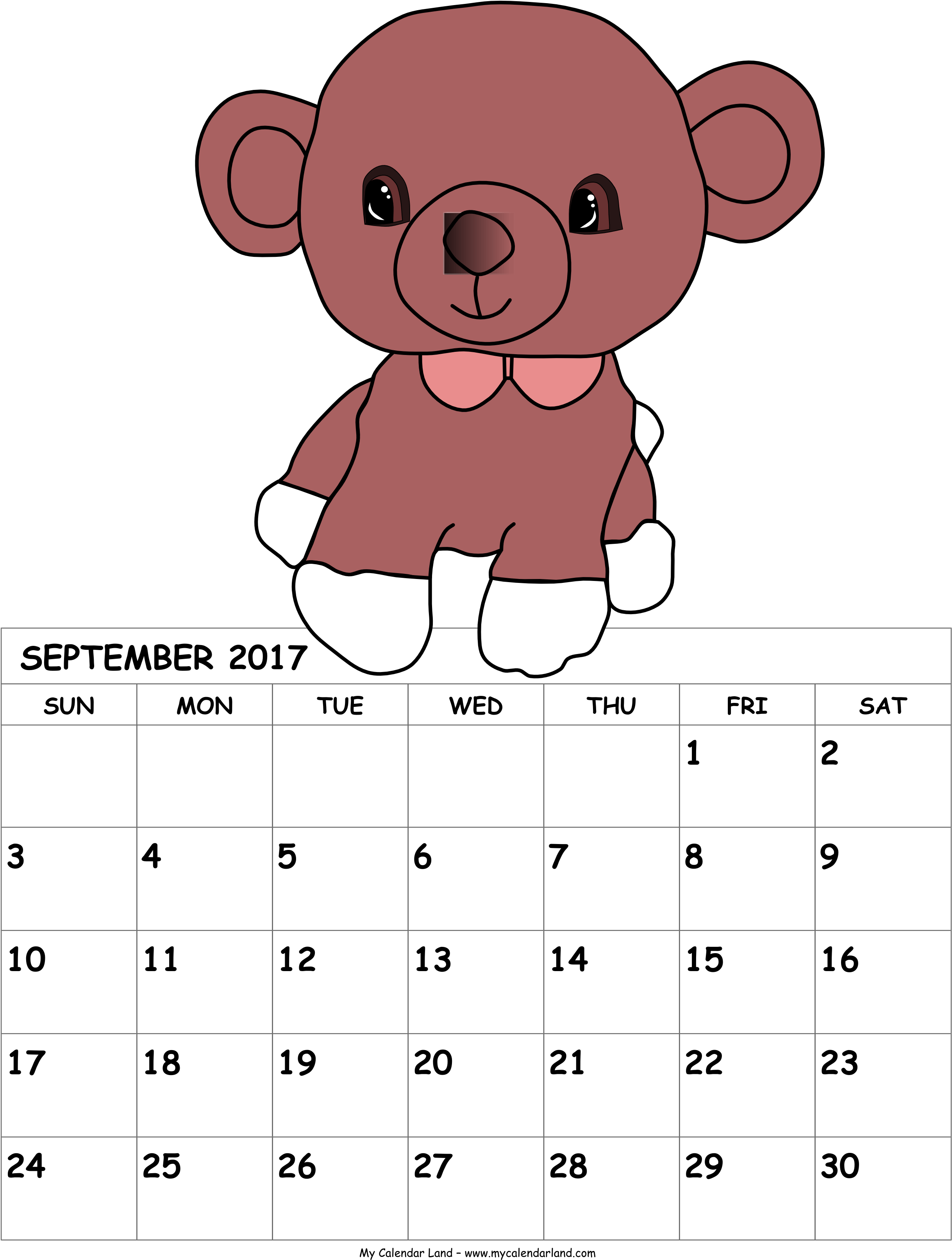 September 2017 Kids - Calendar May 2018 For Kids (2550x3300), Png Download
