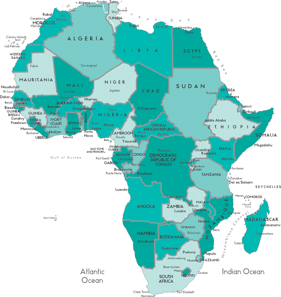 Map Of Africa Png (951x1003), Png Download