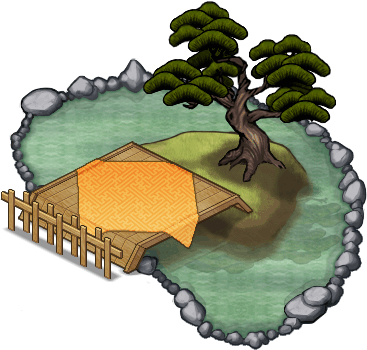 Pone With A Green Pine Tree - Pond (367x350), Png Download