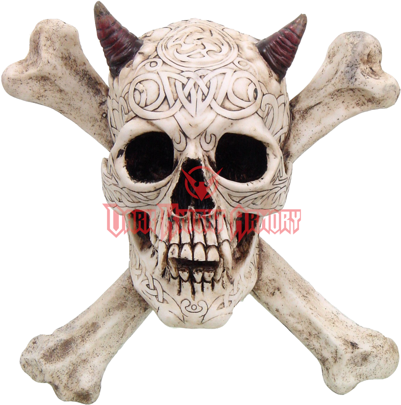 Devil Skull And Crossbones Plaque Devil Skull Head Crossbones Full Size Png Download Seekpng