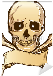 Skull Crossbones And Banner Illustration Wall Mural - Skull And Crossbones (400x400), Png Download