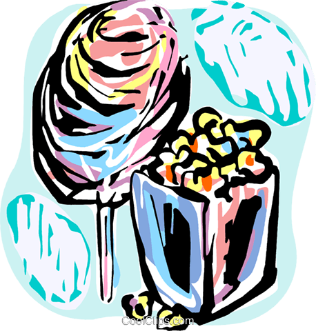 Cotton Candy And Popcorn - Cotton Candy Clip Art (458x480), Png Download