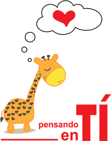 Vinilo Infantil Jirafa Enamorada Mensaje Pensando En - Mensaje Pensando En Ti (470x470), Png Download