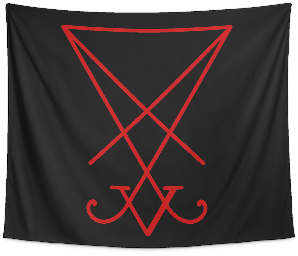 Sigil Of Lucifer Red Print On Black Tapestry - Sigil Of Lucifer (1024x1024), Png Download