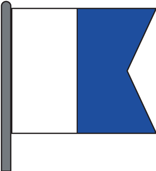 Alpha - Blue White Flag Boat (350x350), Png Download