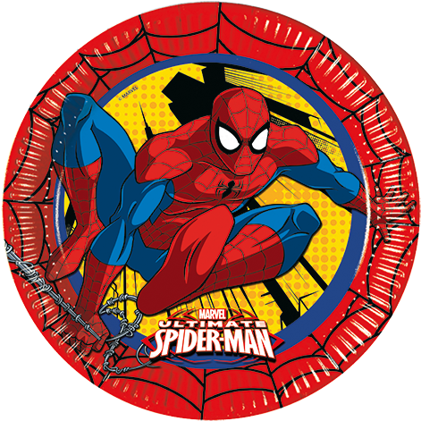 Ultimate Spiderman Party Paper Plates 8ct From Pop - 8 Marvel's Ultimate Spider-man Party Paper Dinner Plates (500x500), Png Download