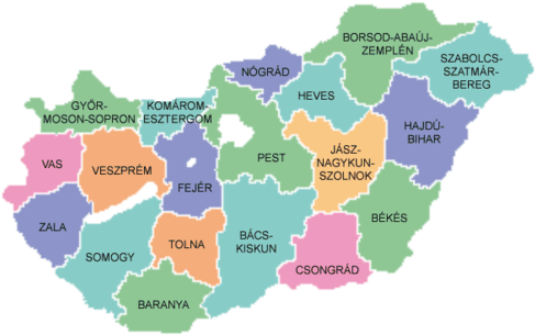 Map Of Counties Of Hungary 2004 - Parts Of Hungary (500x329), Png Download