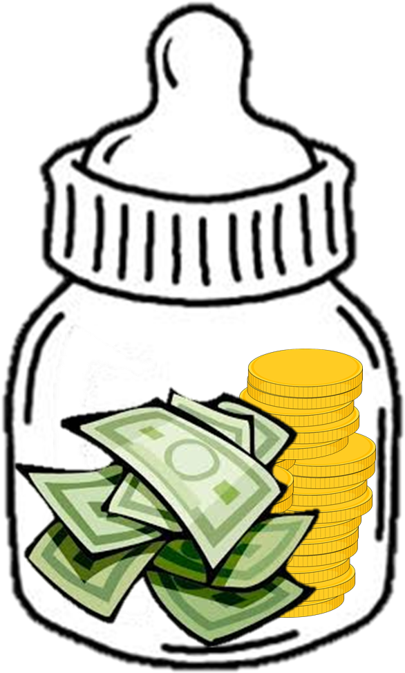 Money Clipart Budget - Outline Baby Bottle Clipart (1050x1024), Png Download