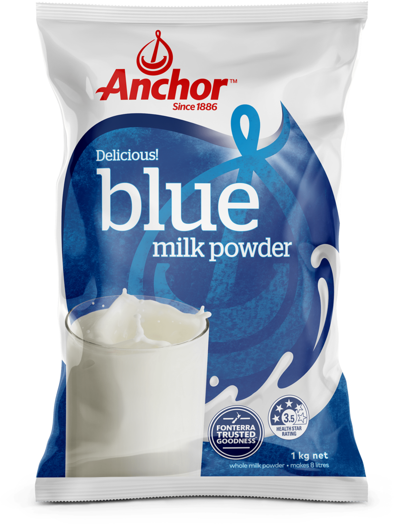 Anchor Instant Whole Milk Powder 1kg Pack - Anchor Trim Milk Powder (454x549), Png Download