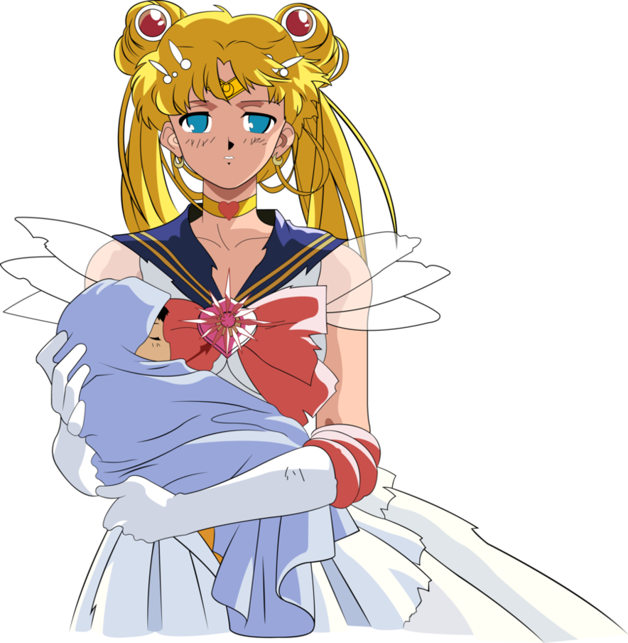Hotaru Reborn - Sailor Moon And Hotaru (884x904), Png Download