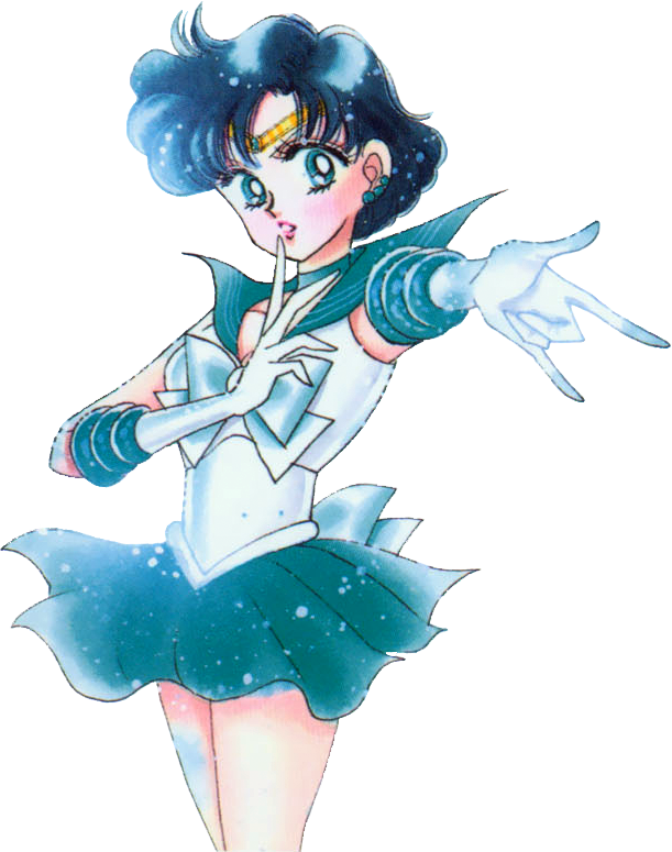 Sailor Mercury Transparent Art By Naoko Takeuchi - Sailor Moon (611x775), Png Download