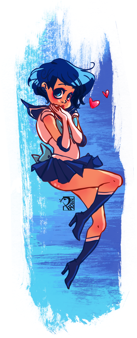 Mizuno Ami And Sailor Mercury Drawn By Peach Moerk - Sailor Mercury (536x1124), Png Download