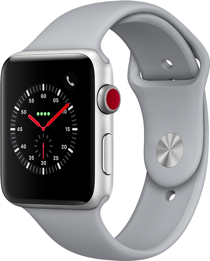 Apple Watch Series 3 Gps Cellular - Apple Watch Series 3 Silver 42mm (1000x1000), Png Download