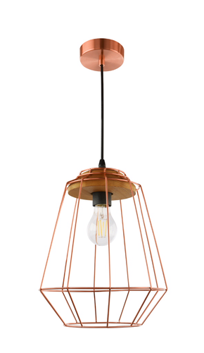 Retro Led Pendant Lamp, Copper/wood - Livarno Lux Led-pendelleuchte - Pendelleuchten (500x500), Png Download