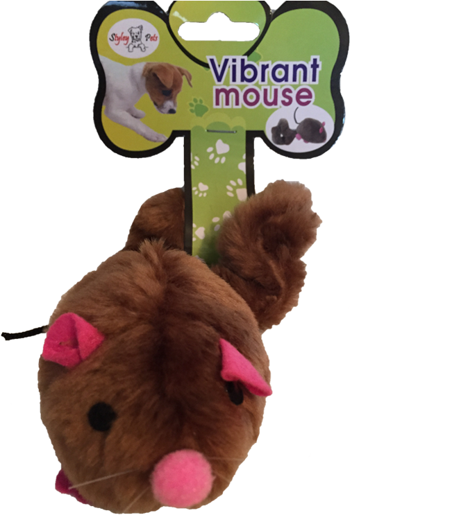 Cat Toy Brown Vibrating Mouse - Stuffed Toy (990x743), Png Download