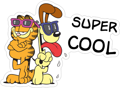 Super Cool Garfield - Garfield And Odie (490x317), Png Download