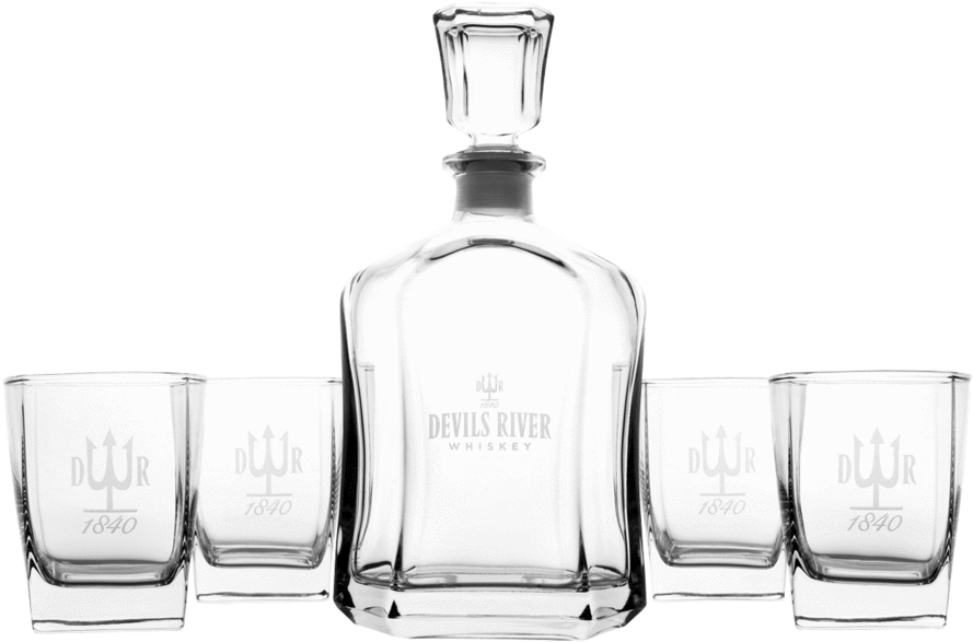 Decanter And Shot Glass Set By Devils River Whiskey - Shot Glass (1060x1060), Png Download