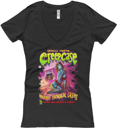 Pin Up Ghoul Women's V Neck T Shirt - Shirt (480x480), Png Download