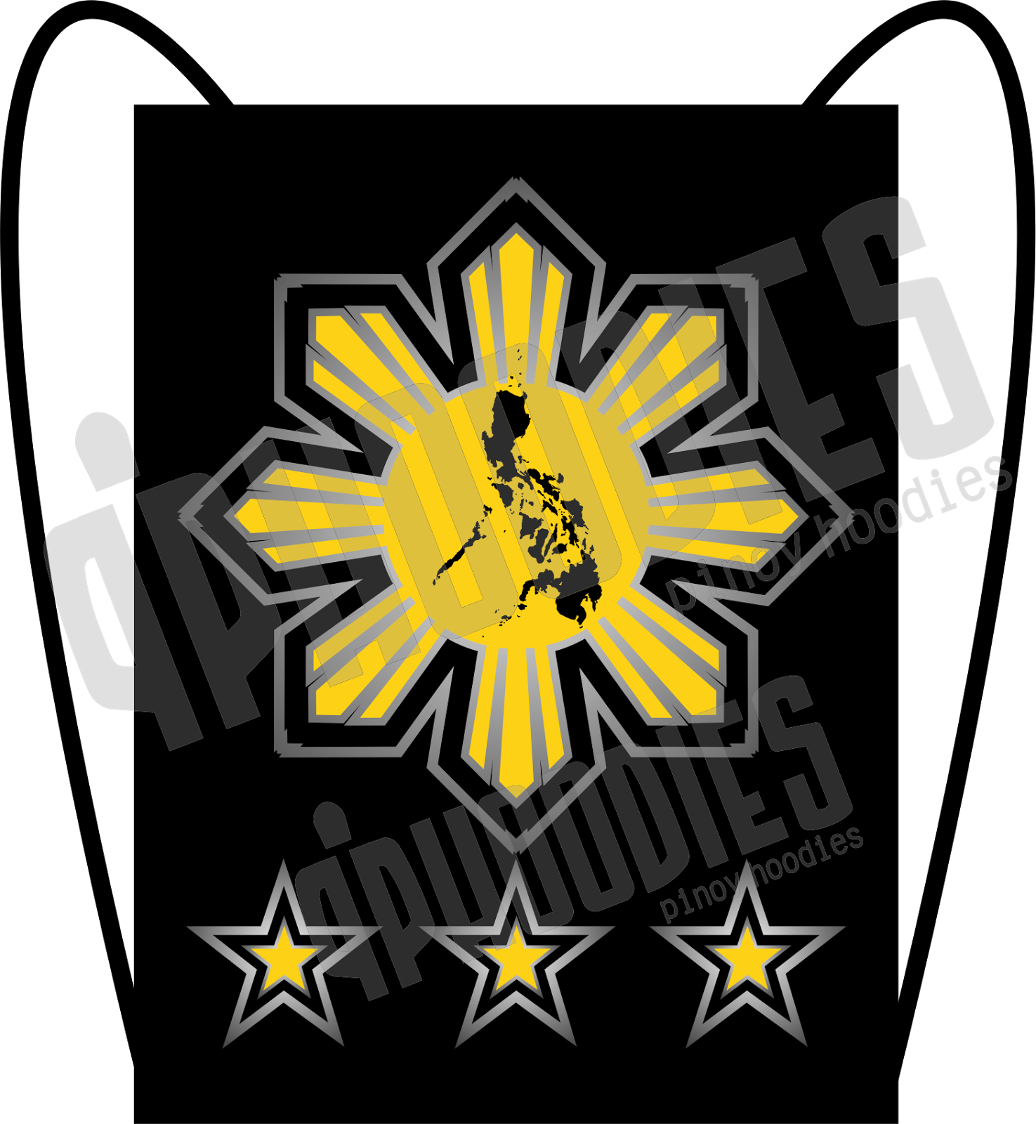 Sun, And Three Stars, And "anthem Phoodies Bag\ - Philippine Map (1475x1600), Png Download