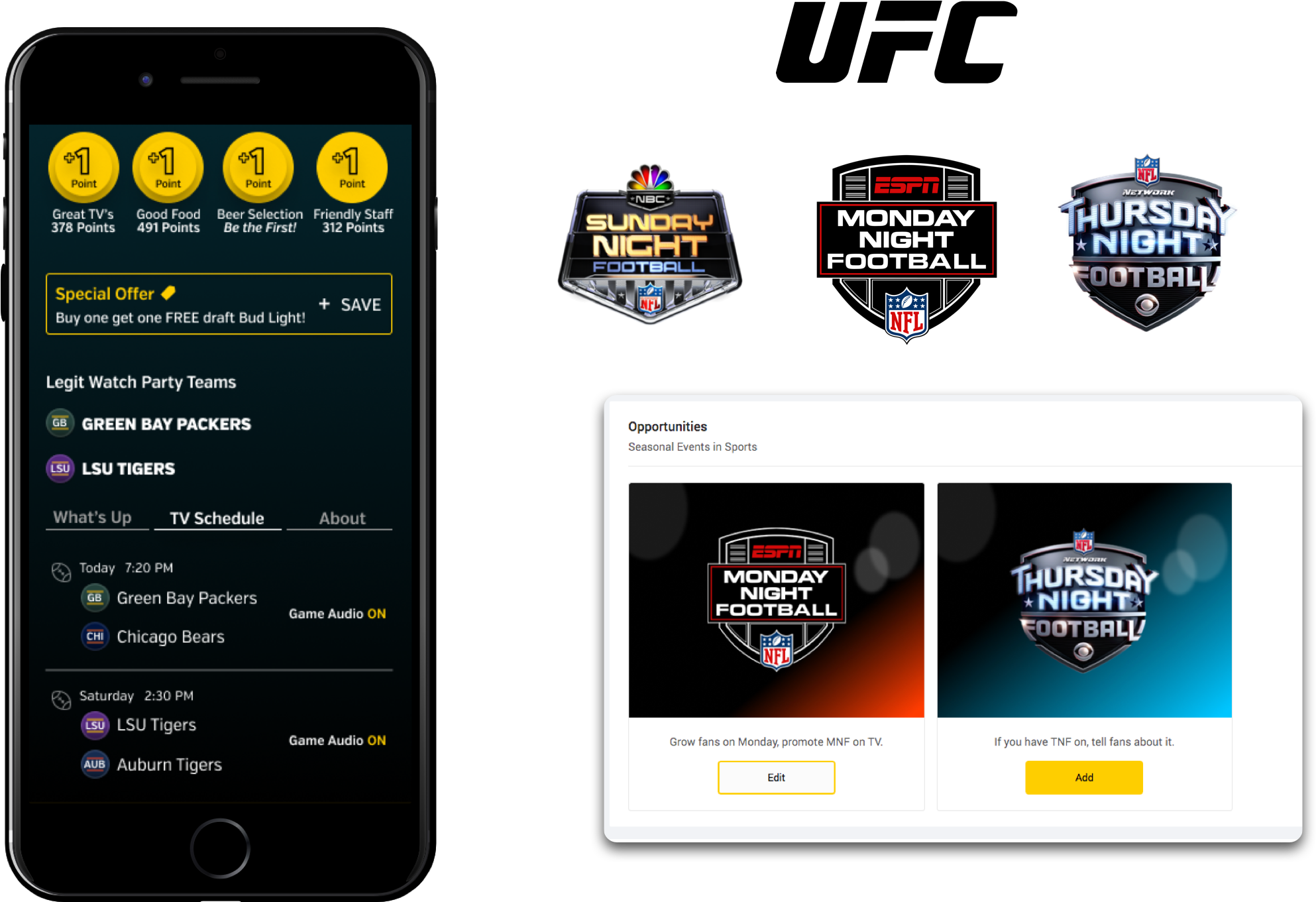 Associate Your Bar With Pay Per View Events, Tv Packages - Nbc Sunday Night Football (2125x1610), Png Download