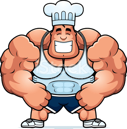 Arnold Even Has A Special Name For It - Cartoon Bodybuilder Chef (431x439), Png Download
